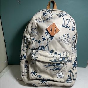 Hershel Supply Co Sun Up Seaside Print Blue & White with Red Pinstripe Interior